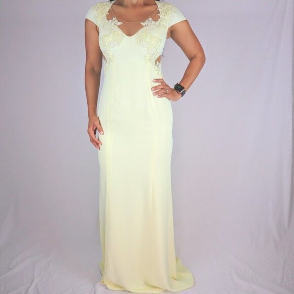 NWT Marchesa Notte Yellow Fields Lace Formal Gown $1245 - Picture 3 of 13